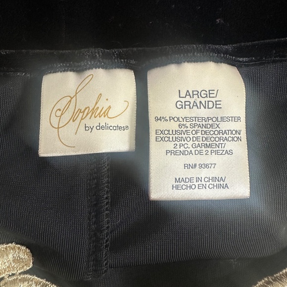 Sophia By Delicates Crushed Velvet Tank Top With Gold Trim Sz Large - Picture 6 of 6